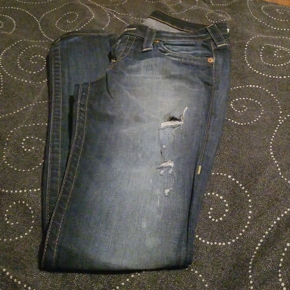 WMN True Religion Skinny Destroyed Jeans